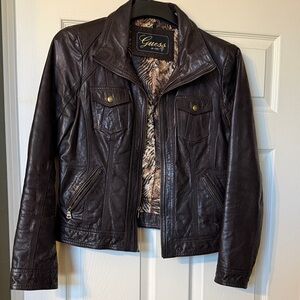 Guess Women's Brown Leather Jacket